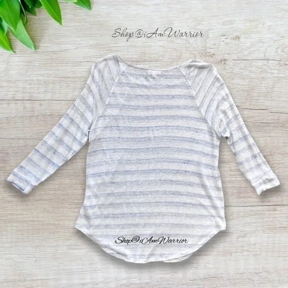 Soft Joie striped linen slub 3/4 sleeve t-shirt shop@iamwarrior